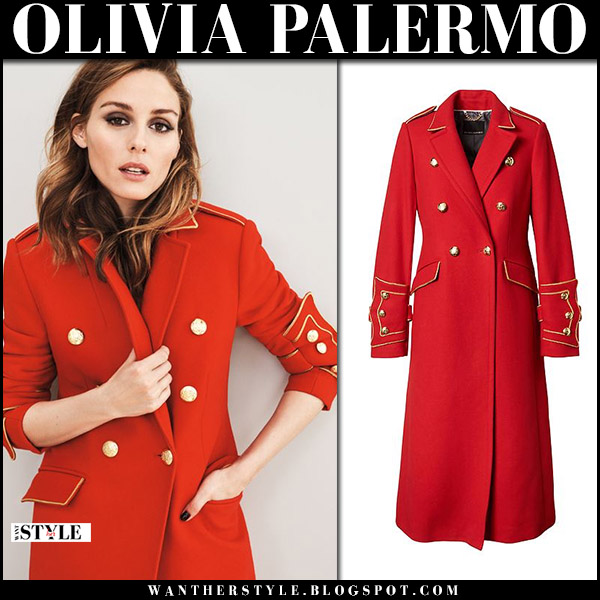 Olivia Palermo in red military coat Banana Republic Fall 2017 ~ I ...